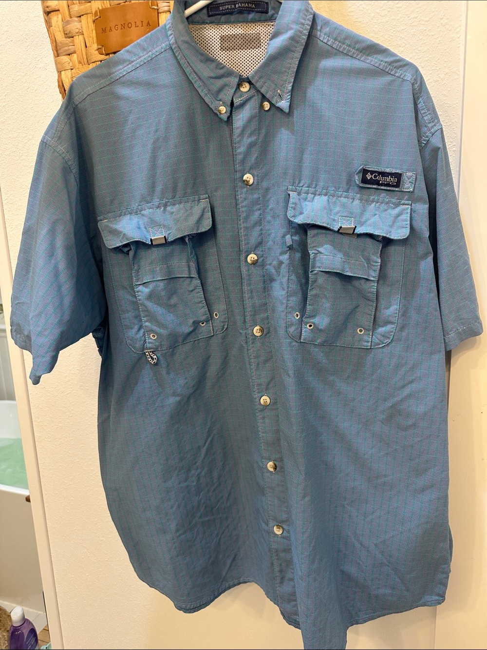 Columbia Men's Slate Blue Short-Sleeve Button-Down Outdoor Shirt